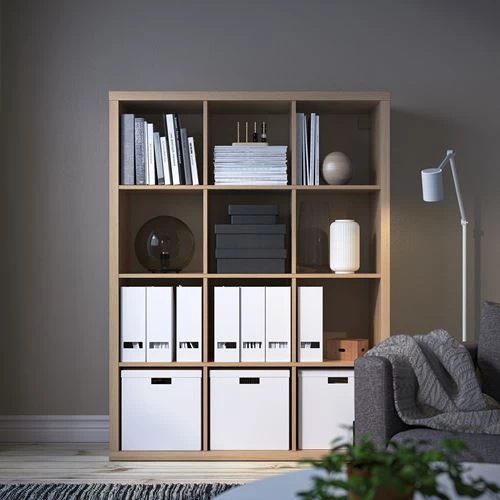 Стеллаж 12 ячеек - IKEA KALLAX, 112х147 см, под беленый дуб, КАЛЛАКС ИКЕА (изображение №3)