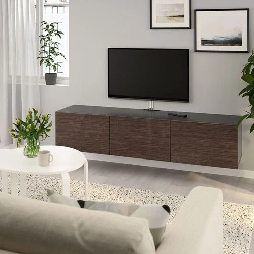 Тумба под ТВ - IKEA BESTÅ/BESTA/БЕСТО ИКЕА, 38х42х180 см, темно-коричневый (изображение №5)