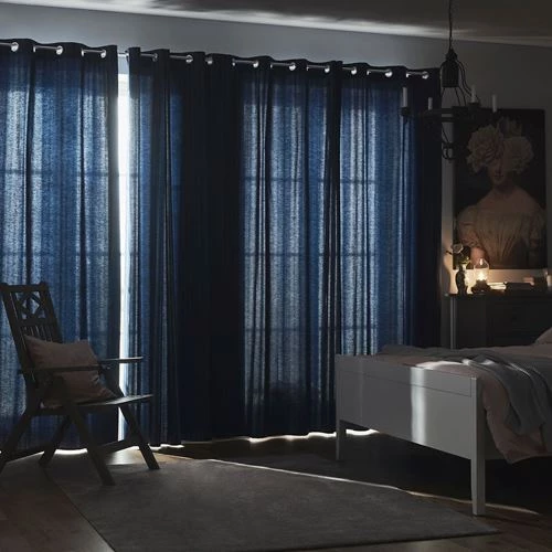 Штора, 2 шт. - IKEA MAJRID, 300х145 см, синий, МАЙРИД ИКЕА (изображение №6)