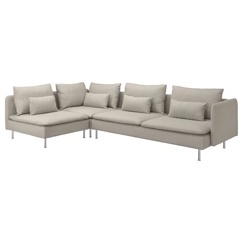 4-местный угловой диван - IKEA SÖDERHAMN/SODERHAMN, 99x192/291см, серый/светло-серый, СЕДЕРХАМН ИКЕА (изображение №1)