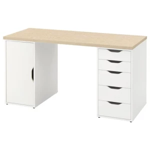 Письменный стол с ящиками - IKEA ALEX, 140x60 см, сосна/белый, АЛЕКС ИКЕА