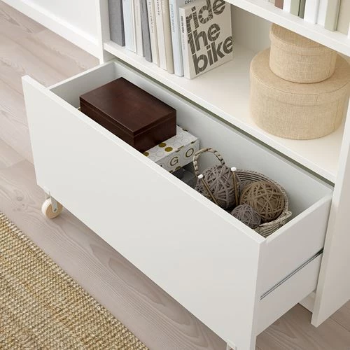 Книжный шкаф с ящиками - BILLY IKEA/БИЛЛИ ИКЕА, 30х80х106 см, белый (изображение №3)