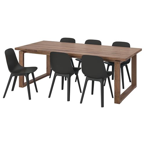 Обеденный набор - MÖRBYLÅNGA/ODGER /MОRBYLАNGA IKEА/ МОРБИЛОНГА/ ОДГЕР ИКЕА, 220х100 см, черный/коричневый