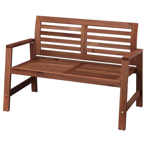Садовая скамья со спинкой - IKEA APPLARO/ÄPPLARÖ, 117x65 см, коричневая морилка ЭПЛАРО ИКЕА