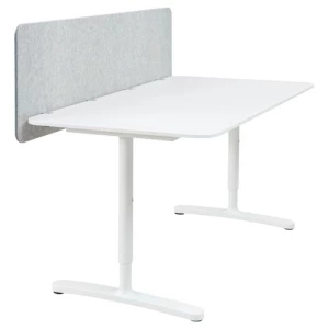 Письменный стол с экраном - IKEA BEKANT, 160х80х48 , серый/белый, БЕКАНТ ИКЕА