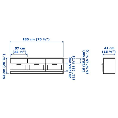 Тумба для ТВ - IKEA BILLY/BRIMNES, 340х41х202 см, белый, БИЛЛИ/БРИМНЭС/БРИМНЕС ИКЕА (изображение №9)