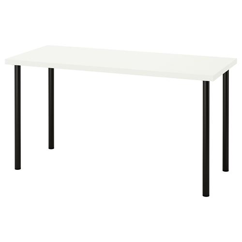 Письменный стол - IKEA LAGKAPTEN/ADILS, 140х60 см, белый/черный, ЛАГКАПТЕН/АДИЛЬС ИКЕА