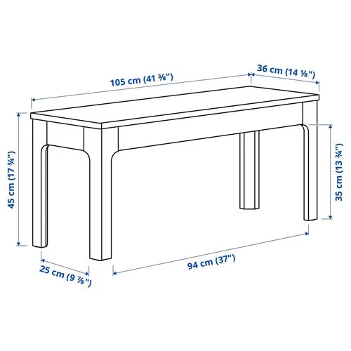 Скамья - IKEA EKEDALEN, 105х36 см, белый, ЭКЕДАЛЕН ИКЕА (изображение №7)
