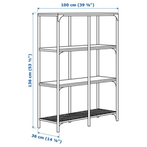 Стеллаж - IKEA FJÄLLBO/FJALLBO, 100х36х136 см, черный, ФЬЕЛЛЬБО ИКЕА