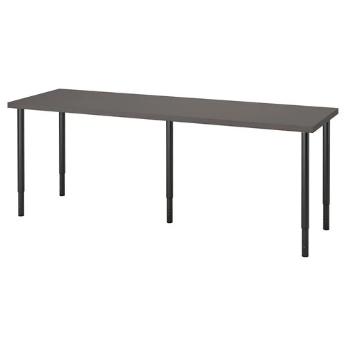 Письменный стол - IKEA LAGKAPTEN/OLOV, 200х60х63-93 см, темно-серый/черный, ЛАГКАПТЕН/ОЛОВ ИКЕА (изображение №1)