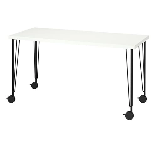 Письменный стол - IKEA LAGKAPTEN/KRILLE, 140х60 см, белый/черный, ЛАГКАПТЕН/КРИЛЛЕ ИКЕА (изображение №1)