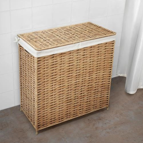 Корзина для белья - IKEA NATTGIBBA, 61х60 см, бежевый/коричневый, ИКЕА (изображение №5)