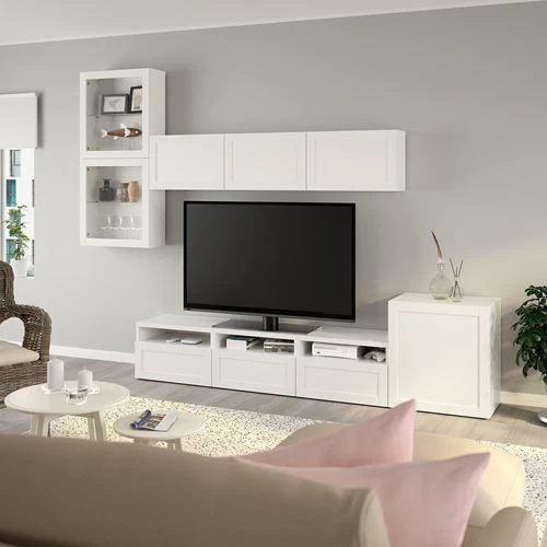 Тумба под телевизор - IKEA BESTÅ/BESTA, 300x42x211 см, белый, Бесто ИКЕА (изображение №5)