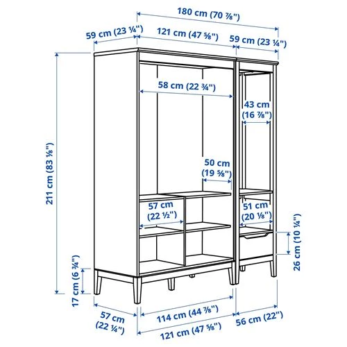 Комбинация для хранения - IDANÄS IKEA/ ИДАНАС ИКЕА,180x59x211, коричневый/серый (изображение №8)