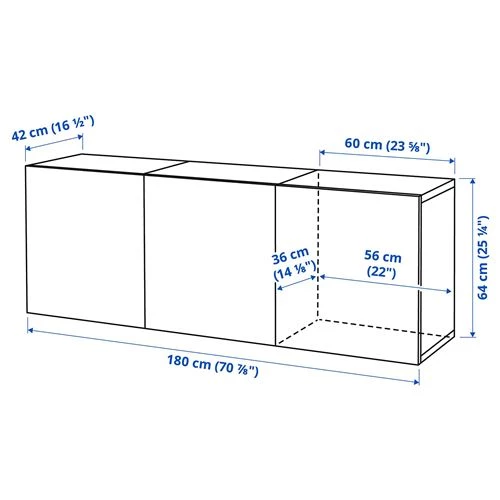 Навесной шкаф - IKEA BESTÅ/BESTA, 180x42x64 см, коричневый, БЕСТО ИКЕА (изображение №5)