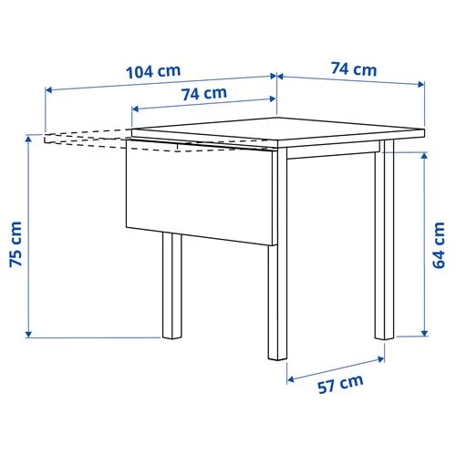 Раскладной кухонный стол - NORDVIKEN/KÄTTIL IKEA, 104х74 см, белый/серый, НОРДВИКЕН/КЕТТИЛЬ ИКЕА (изображение №7)