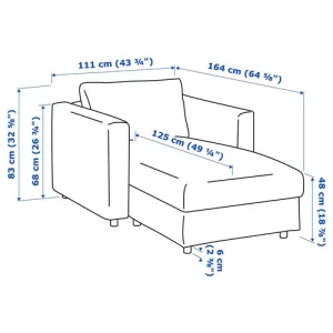 Кресло-кровать - IKEA VIMLE, 111х164х83 см, серый, ВИМЛЕ ИКЕА