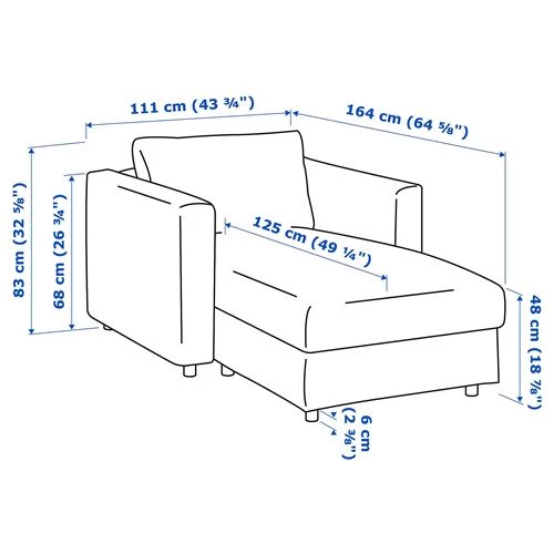 Кресло-кровать - IKEA VIMLE, 111х164х83 см, бежевый, ВИМЛЕ ИКЕА (изображение №8)