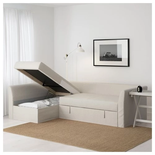 Угловой диван-кровать - IKEA HOLMSUND, 90x230см, бежевый, ХОЛЬМСУНД ИКЕА (изображение №5)