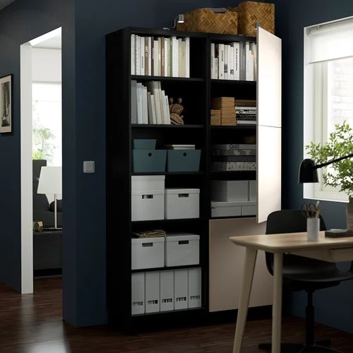 Книжный шкаф с дверцей - IKEA BESTÅ/BESTA, 120x42x202 см, черный, Беста/Бесто (изображение №2)