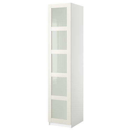 Гардероб - IKEA PAX/BERGSBO, 50x60x236 см, белый / из матового стекла ПАКС/БЕРГСБУ ИКЕА