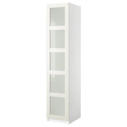 Гардероб - IKEA PAX/BERGSBO, 50x60x236 см, белый / из матового стекла ПАКС/БЕРГСБУ ИКЕА (изображение №1)