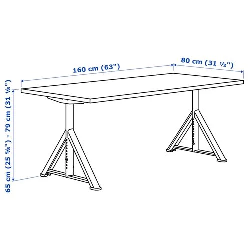 Письменный стол - IKEA IDÅSEN, 160х80 см, темно-серый/черный, ИДОСЕН ИКЕА (изображение №5)