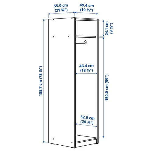 Шкаф-купе -  IKEA GURSKEN /ГУРСКЕН ИКЕА, 185,7х49,4х55 см, светло-бежевый (изображение №5)