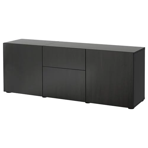 Комбинация для хранения - IKEA BESTÅ/BESTA/БЕСТА/БЕСТО ИКЕА, 180x42x65 см, черный, (изображение №1)