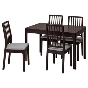 Стол и 4 стула - IKEA EKEDALEN, 120/180х80 см, темно-коричневый/серый, ЭКЕДАЛЕН ИКЕА