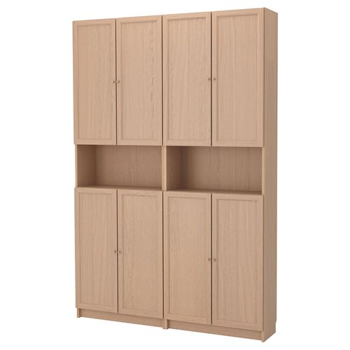 Книжный шкаф с дверцей - BILLY/OXBERG IKEA/ БИЛЛИ/ОКСБЕРГ ИКЕА, 30х160х237 см, светло-коричневый