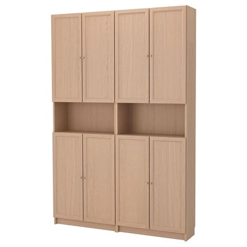 Книжный шкаф с дверцей - BILLY/OXBERG IKEA/ БИЛЛИ/ОКСБЕРГ ИКЕА, 30х160х237 см, светло-коричневый (изображение №1)