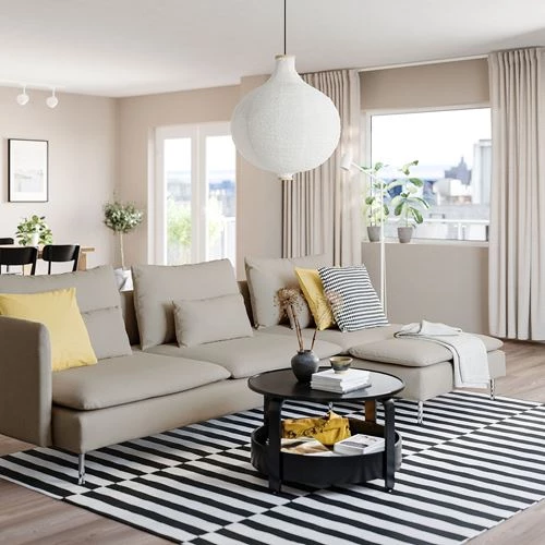 3-местный диван и шезлонг - IKEA SÖDERHAMN/SODERHAMN, 99x285см, серый/светло-серый, СЕДЕРХАМН ИКЕА (изображение №2)