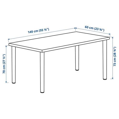 Письменный стол - IKEA LAGKAPTEN/ADILS, 140х60 см, темно-серый/белый, ЛАГКАПТЕН/АДИЛЬС ИКЕА (изображение №5)