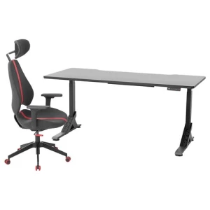 Игровой стол и стул - IKEA UPPSPEL/GRUPPSPEL, черный, 180х80 см, УППСПЕЛ/ГРУППСПЕЛ ИКЕА