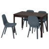Стол и 4 стула - IKEA EKEDALEN/ODGER, 120/180х80 см, темно-коричневый/темно-голубой, ЭКЕДАЛЕН/ОДГЕР ИКЕА