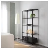 Стеллаж - IKEA VITTSJÖ/VITTSJO, 100х36х175 см, черно-коричневый/стекло, ВИТШЁ/ВИТШЕ ИКЕА (изображение №3)