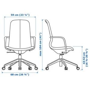 Офисный стул - IKEA LÅNGFJÄLL/LANGFJALL, 68x68x104см, черный, ЛОНГФЬЕЛЛЬ ИКЕА