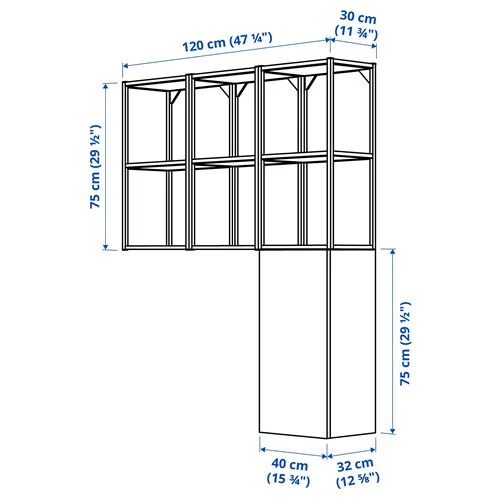 Стеллаж - IKEA ENHET, 120х30х150 см, белый/дуб, ЭНХЕТ ИКЕА (изображение №4)