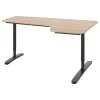 Угловой письменный стол (правый угол) - IKEA BEKANT, 160х110х65-85 см, под беленый дуб/черный, БЕКАНТ ИКЕА