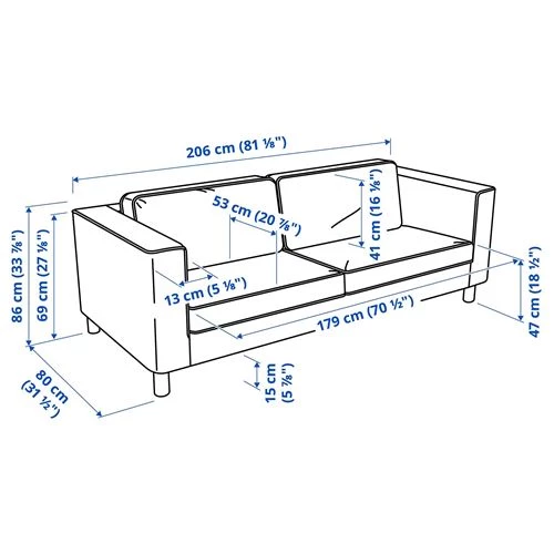 3-местный диван - IKEA PÄRUP/PARUP, 80x206см, зеленый, ПАРУП ИКЕА (изображение №9)