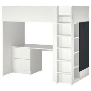 Кровать двухъярусная - IKEA SMÅSTAD/SMASTAD, 90x200 см, белый/черный, ИКЕА