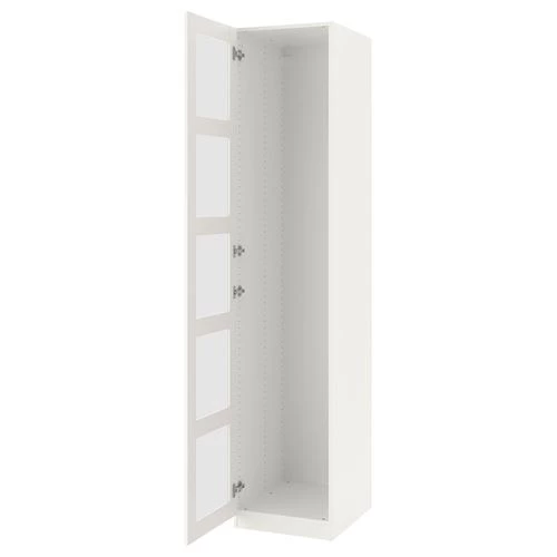 Гардероб - IKEA PAX/BERGSBO, 50x60x236 см, белый / из матового стекла ПАКС/БЕРГСБУ ИКЕА (изображение №2)