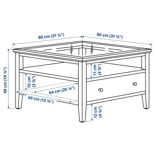 Журнальный столик - IKEA IDANÄS/IDANAS/ИДАНАС/ИДАНЭС ИКЕА, 80х80х49 см, темно-коричневый (изображение №4)