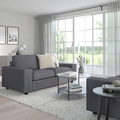 Диван-кровать 2-местный - IKEA VIMLE, 204х98х83 см, серый, ВИМЛЕ ИКЕА (изображение №3)