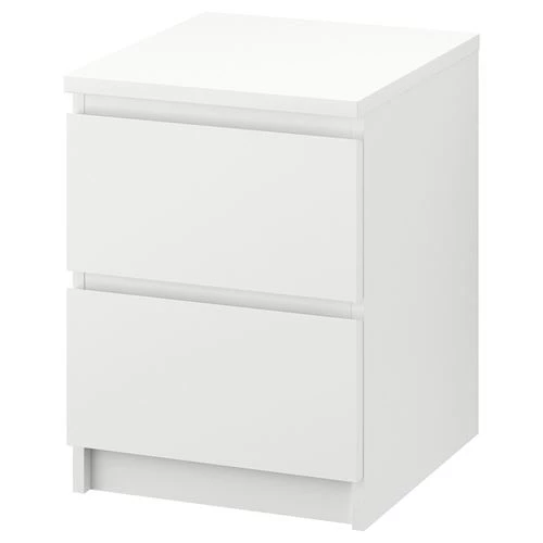 Комод с 2 ящиками - IKEA MALM, 40х55х48 см, белый МАЛЬМ ИКЕА (изображение №1)