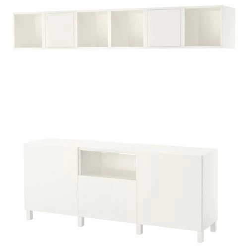 Шкаф для ТВ - IKEA BESTÅ/EKET, 210x40x220 см, белый, Бесто\Экет ИКЕА (изображение №1)