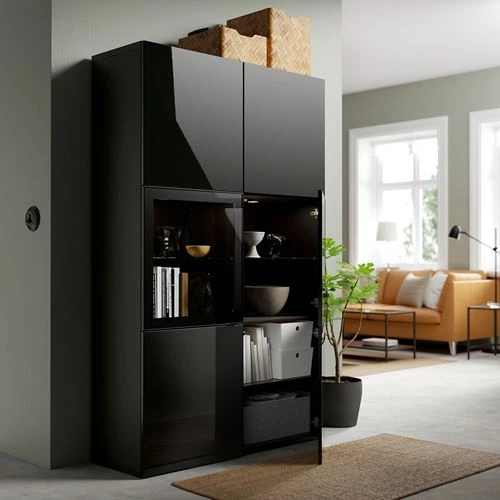 Комбинация для хранения - IKEA BESTÅ/BESTA/Беста/Бесто ИКЕА, 120x42x193 см, черный, (изображение №2)