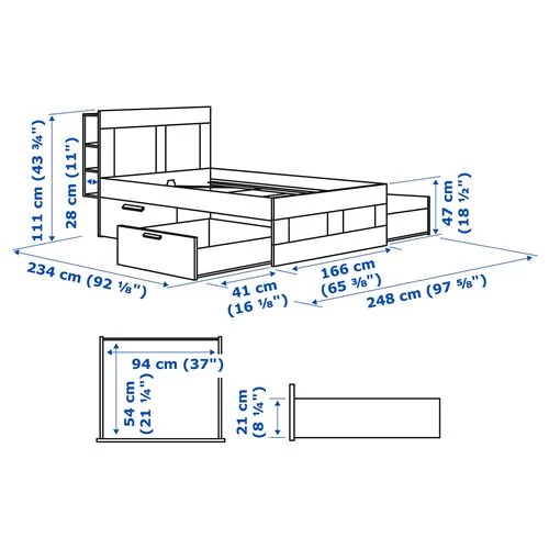 Комплект мебели д/спальни  - IKEA BRIMNES, 160х200см, белый, БРИМНЭС ИКЕА (изображение №6)