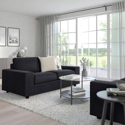 Диван-кровать 2-местный - IKEA VIMLE, 204х98х83 см, белый/черный, ВИМЛЕ ИКЕА (изображение №3)